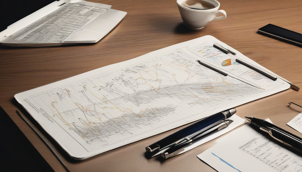 High-end architectural layout of financial charts showing stock vesting schedules, tax rate curves, and international corporate data columns.